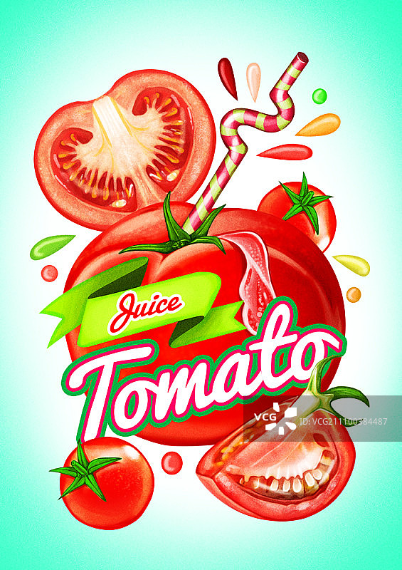 带吸管的番茄图片素材