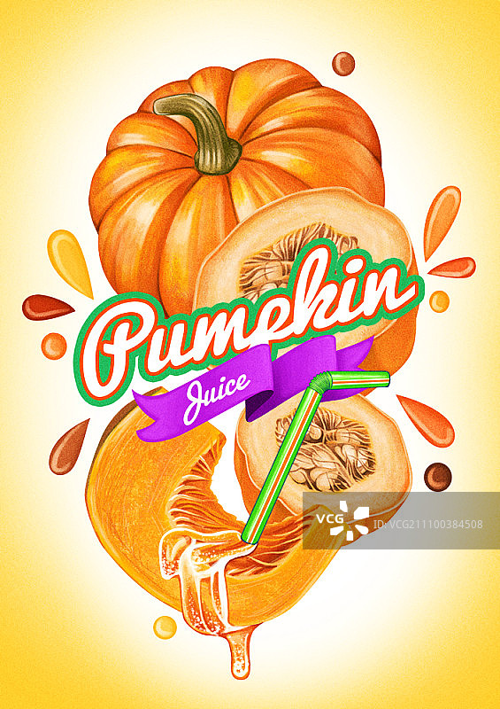 带有吸管的南瓜图片素材