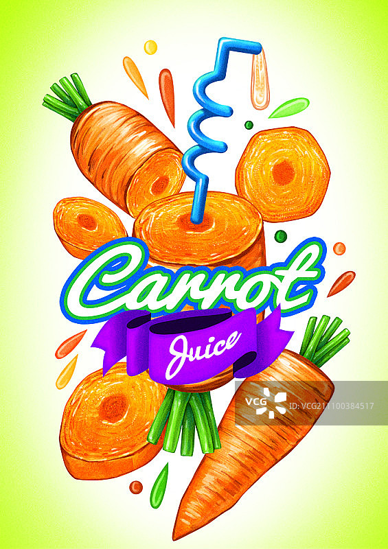 带吸管的胡萝卜图片素材