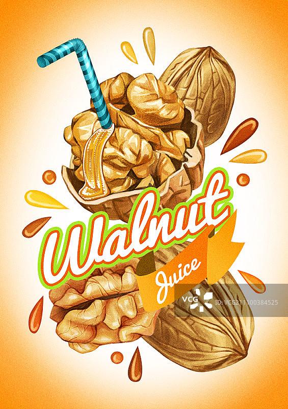 带吸管的核桃图片素材