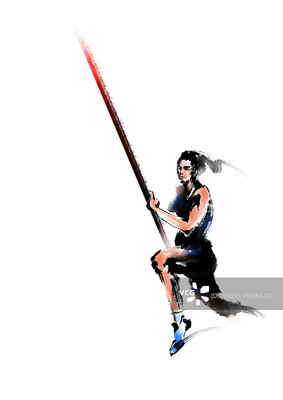 撑杆跳运动员手持撑杆图片素材