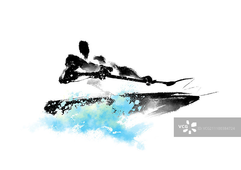 男人划独木舟图片素材