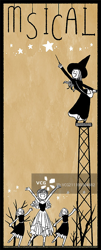 舞台上表演的音乐剧女演员图片素材