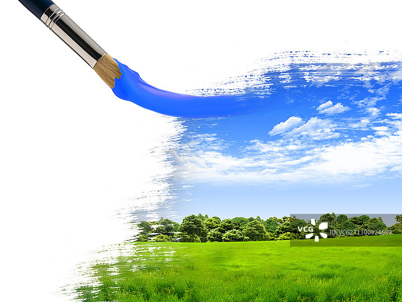 用画笔描绘夏日自然风光图片素材