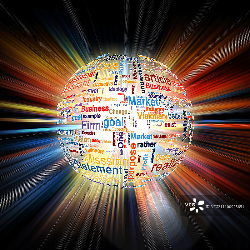 黑色背景上的商业词汇爆炸彩色图图片素材