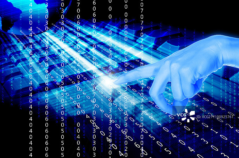 手、线条和地球，高科技的象征图片素材