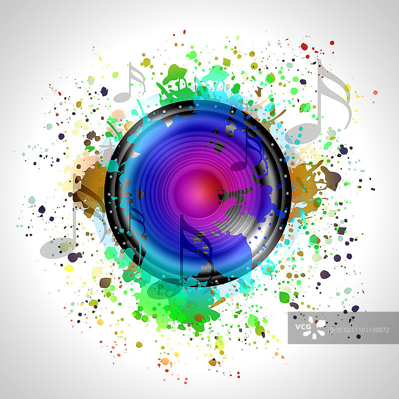 彩色背景下的音乐扬声器图片素材