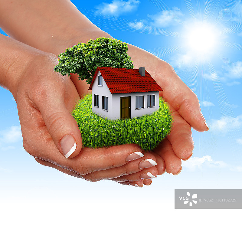 手托房屋：房地产业务的象征图片素材