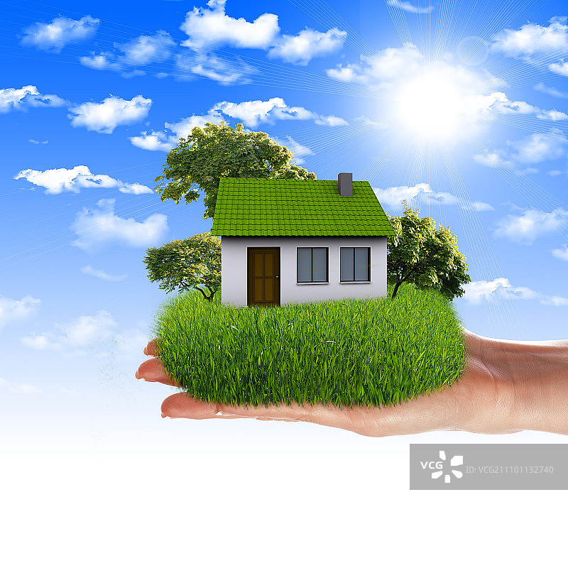 手托房屋：房地产业务的象征图片素材