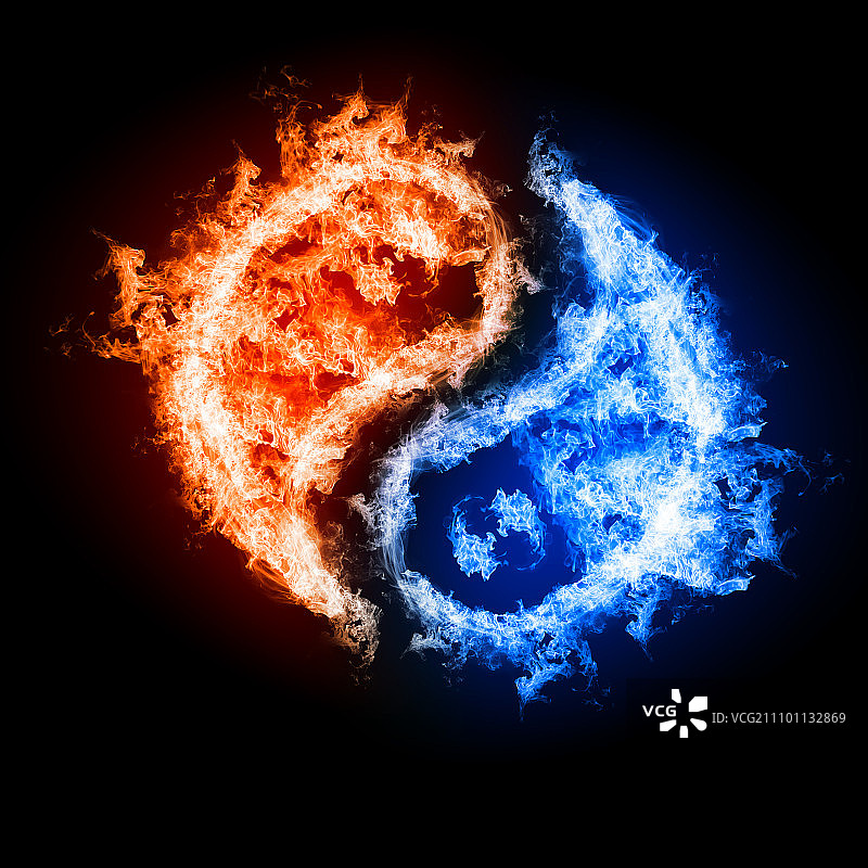 阴阳符号：火焰与水的结合图片素材