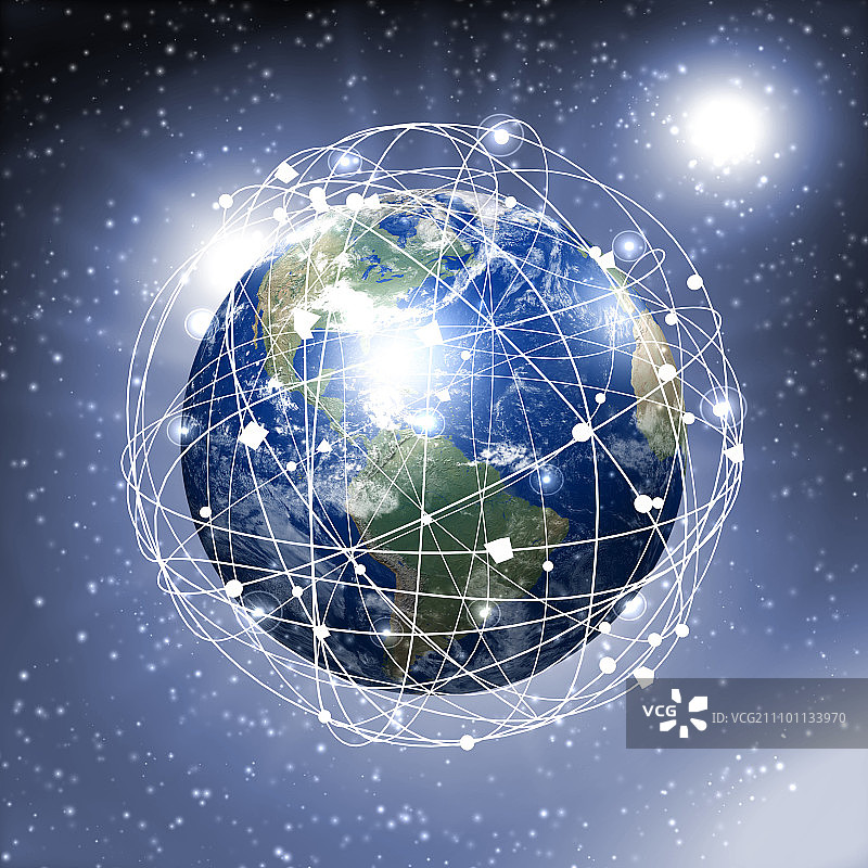 具有全球通信连接的地球图片素材