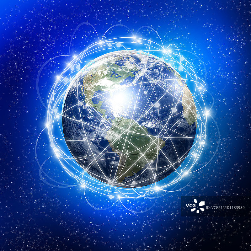 具有全球通信连接的地球图片素材