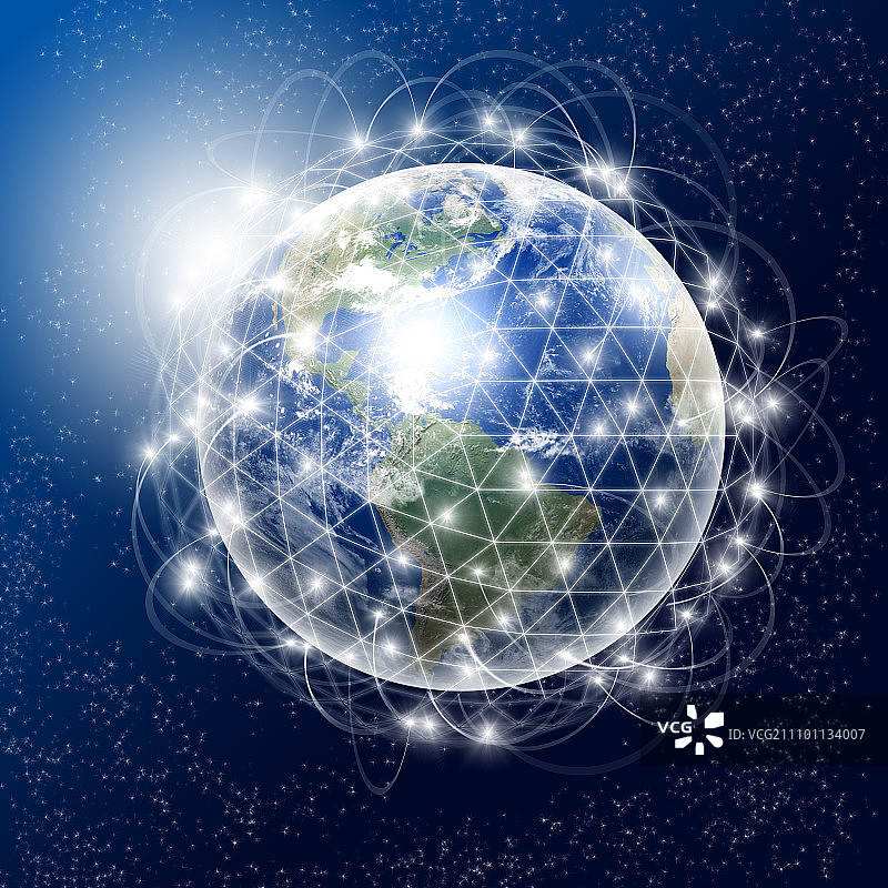 具有全球通信连接的地球图片素材
