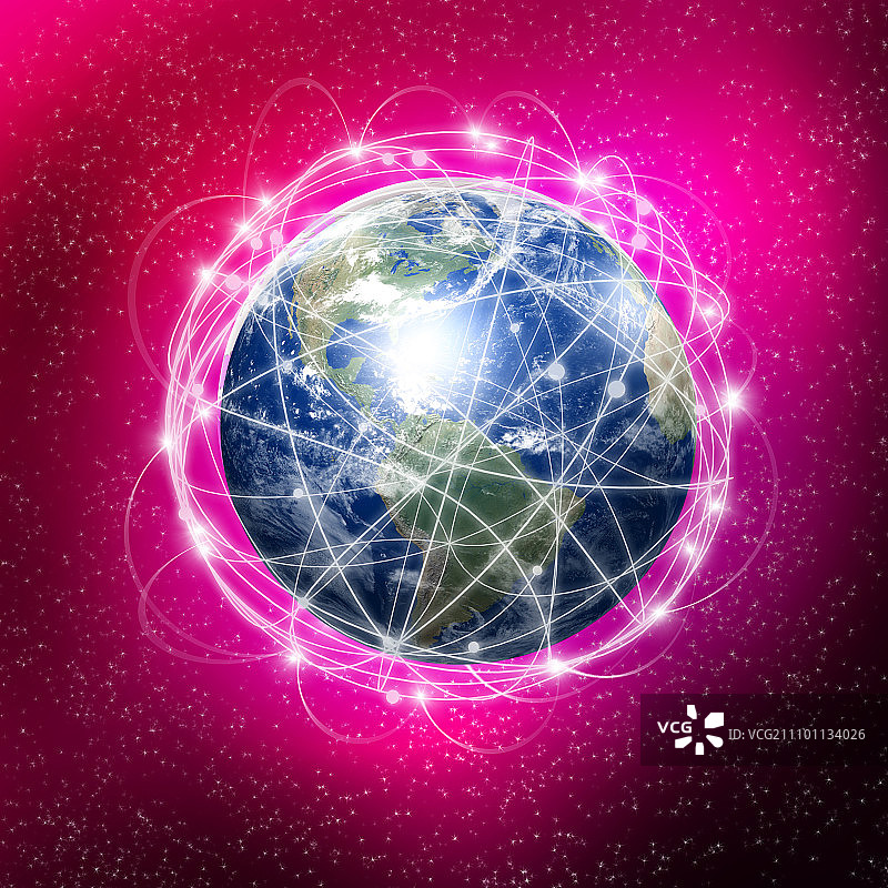 具有全球通信连接的地球图片素材