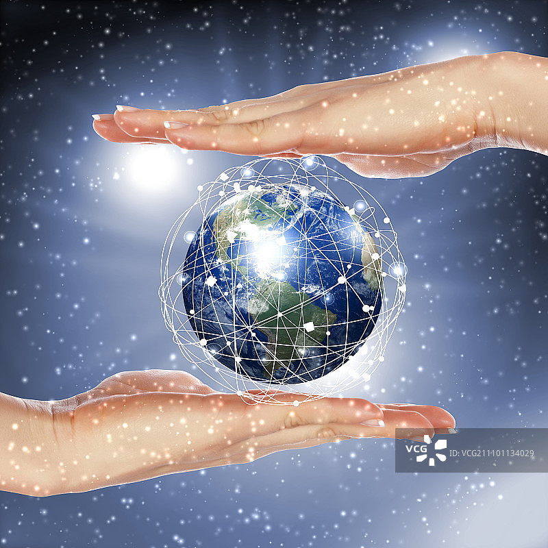 具有全球通信连接的地球图片素材