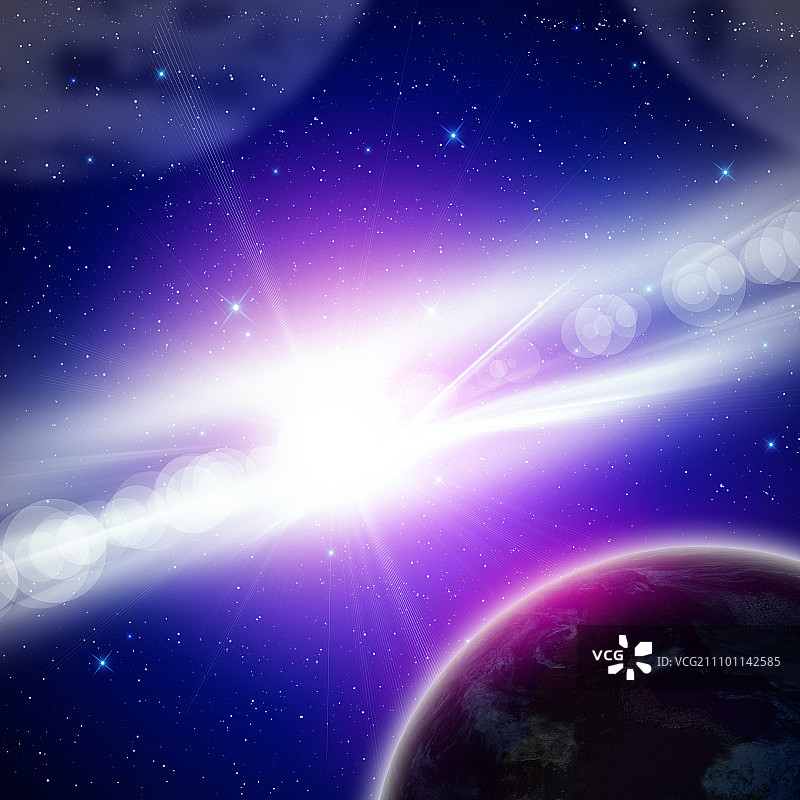 带有星系的太空和星星中的行星图片素材