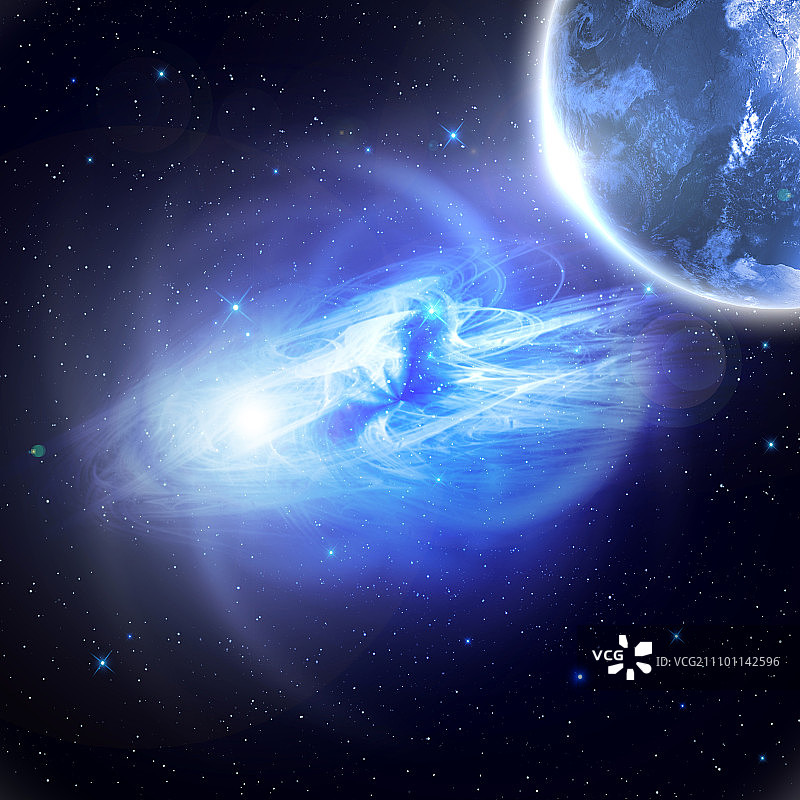 带有星系的太空和星星中的行星图片素材