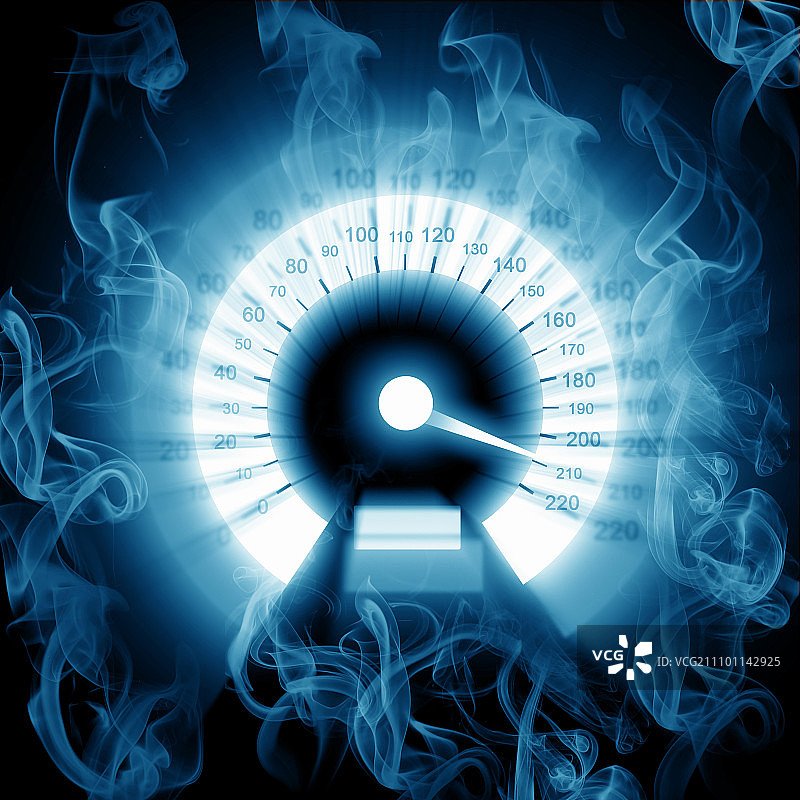 汽车仪表盘上的彩色速度表图片素材