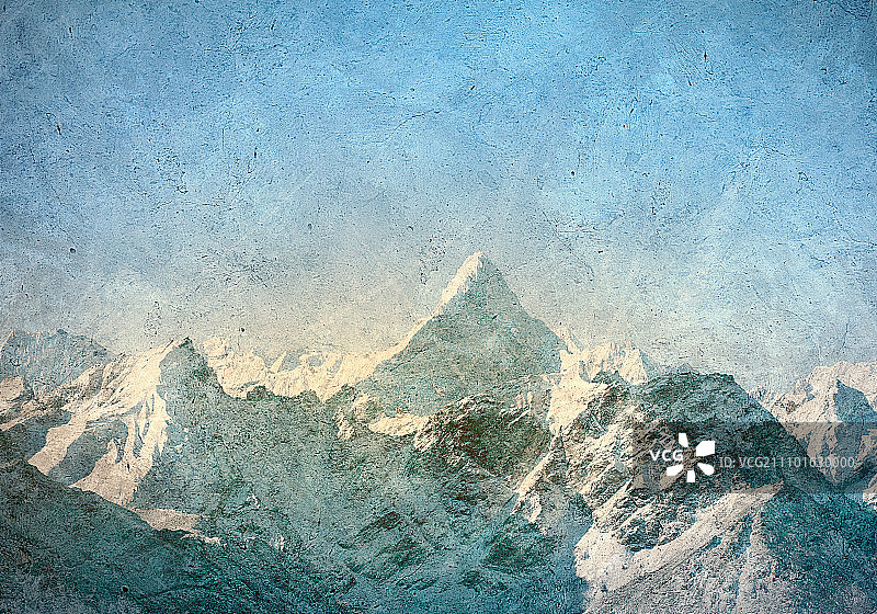 山地景观：雪山风景画图片素材