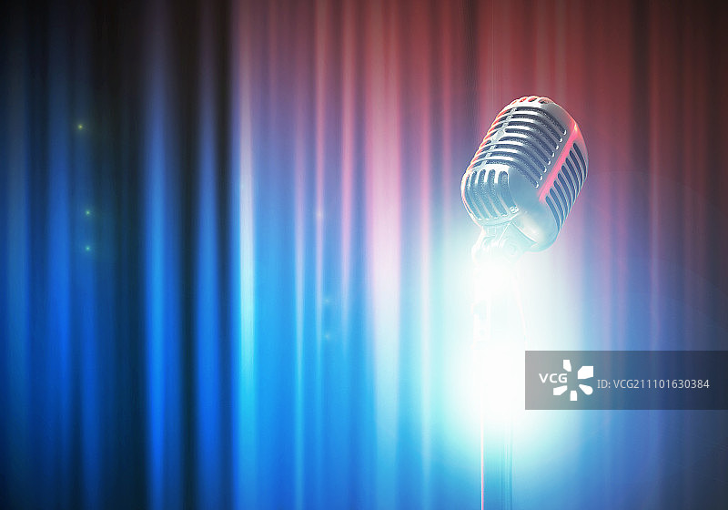 一起唱歌！彩色背景上的复古麦克风图片素材