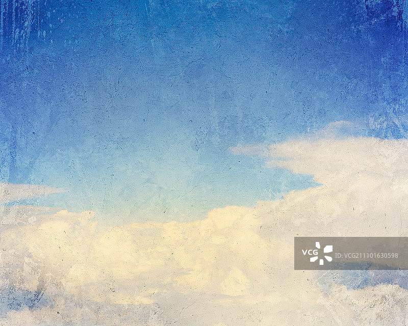 多云天空背景下的古老画作图片素材