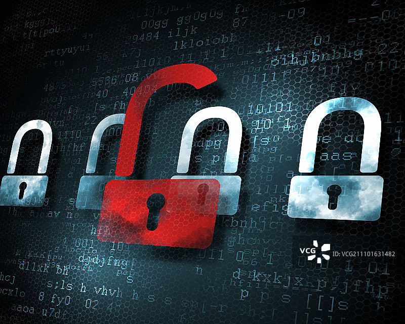 数字屏幕上的锁安全概念插图图片素材