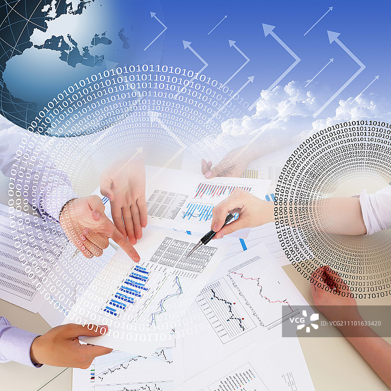 包含财务和业务图表的业务拼贴图片素材