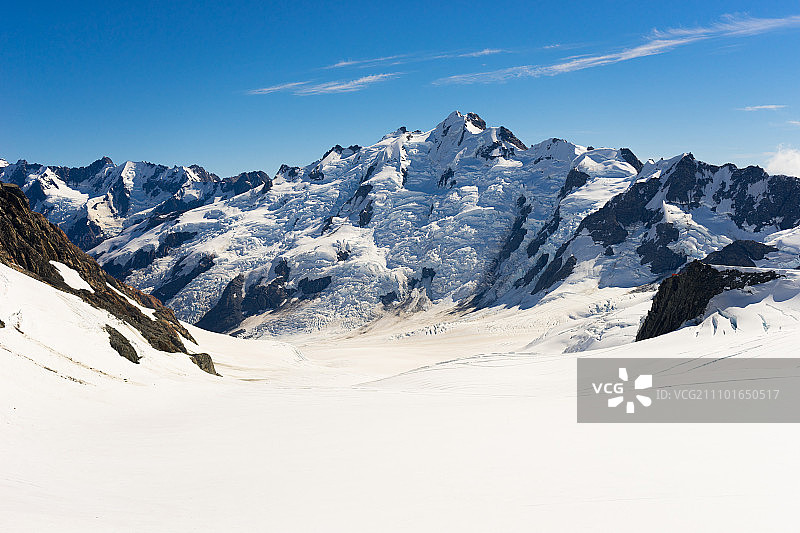 雪山山顶与雪山、蓝天景观图片素材