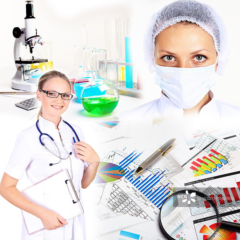 在实验室使用科学设备工作的医生图片素材