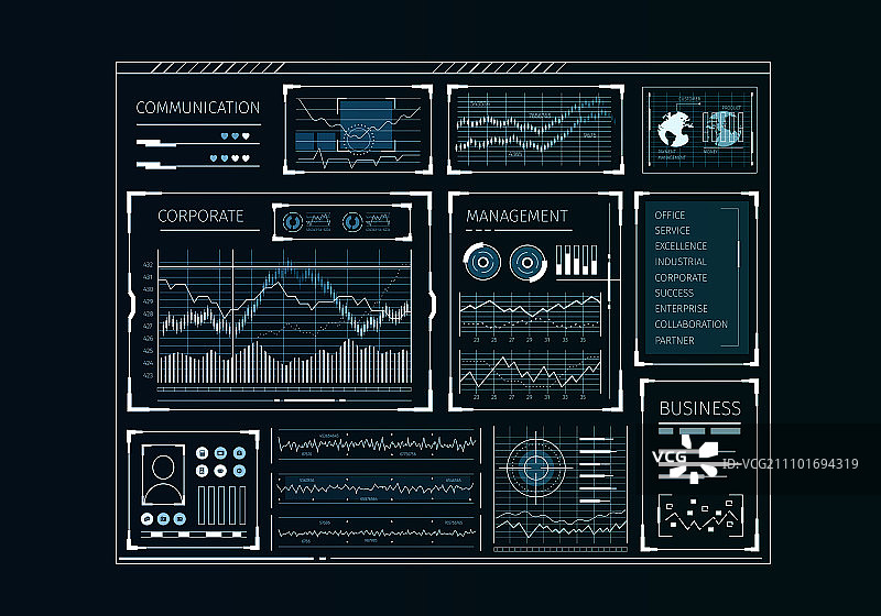 具有商业信息图表和图标的未来用户界面显示图片素材