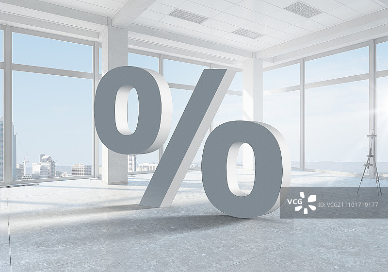 白色办公室内的利率符号图片素材