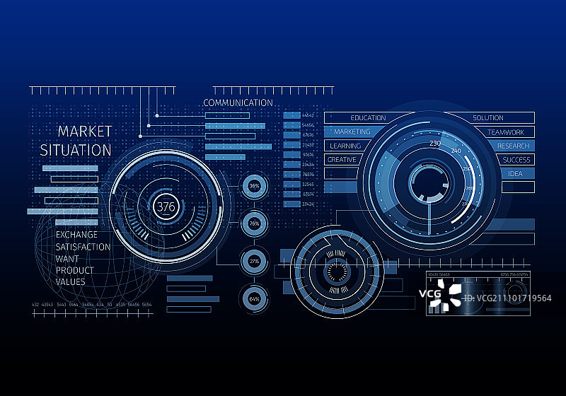 媒体业务背景。带有营销信息图的数字蓝色业务背景图片素材