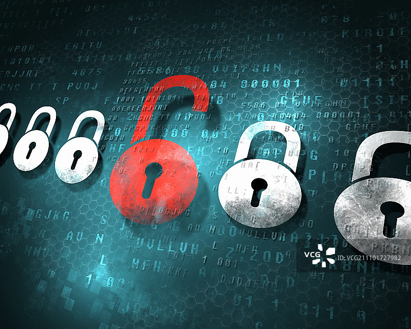 数字屏幕上的锁安全概念插图图片素材