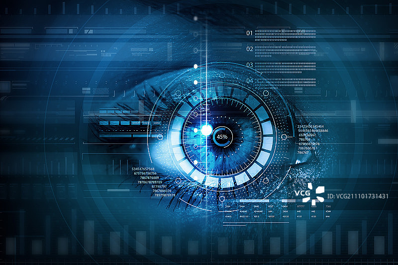 扫描中的女性数字眼部特写图片素材