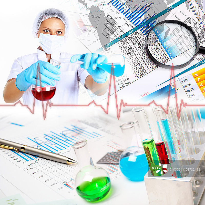 在实验室使用科学设备工作的医生图片素材