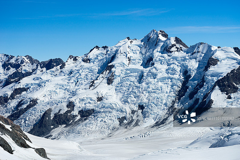 雪山，雪山景观与湛蓝天空图片素材