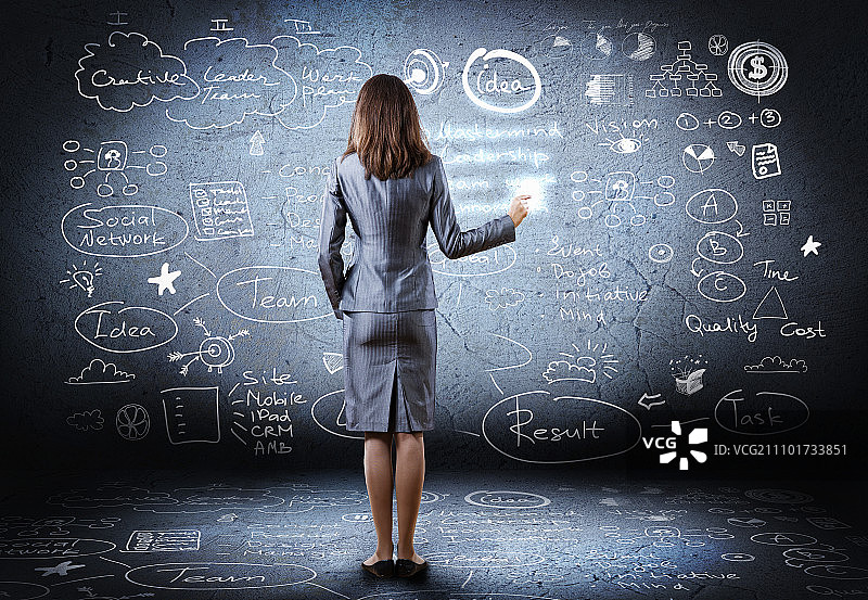 商务战略：商务人士绘制商业草图图片素材
