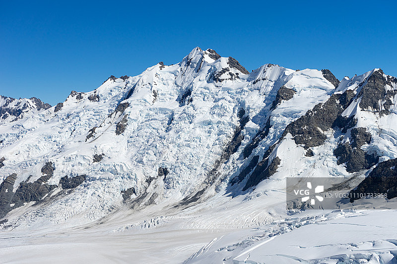 雪山，雪山景观与湛蓝天空图片素材