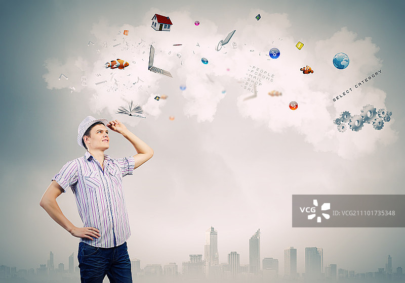 未来计划：年轻人憧憬未来图片素材