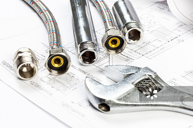 纸上的各种管道和工具图片素材