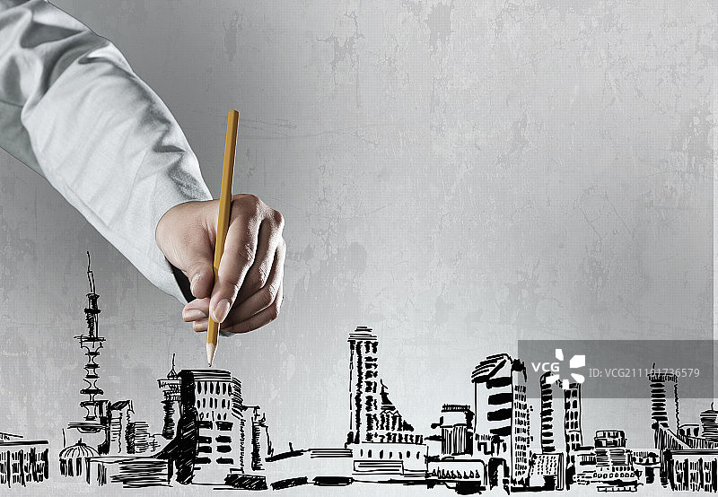 建筑项目：手绘施工草图特写图片素材