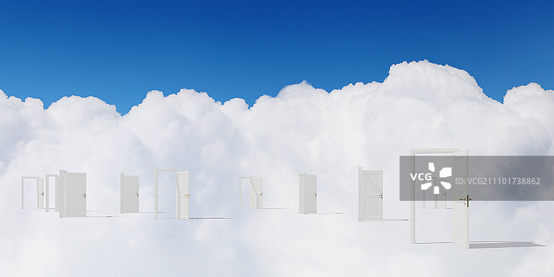 田野中打开的门：通往新世界的入口概念图图片素材