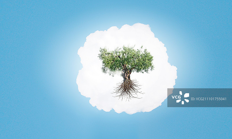 空气污染：绿色树木呈现大脑形状的概念图图片素材