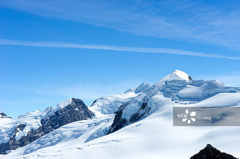 雪山，雪山景观与湛蓝天空图片素材