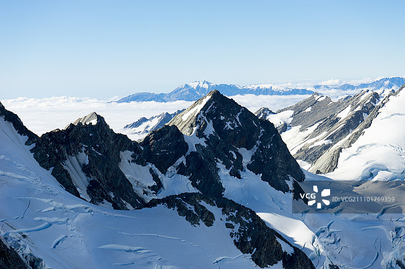 雪山，雪山景观与湛蓝天空图片素材