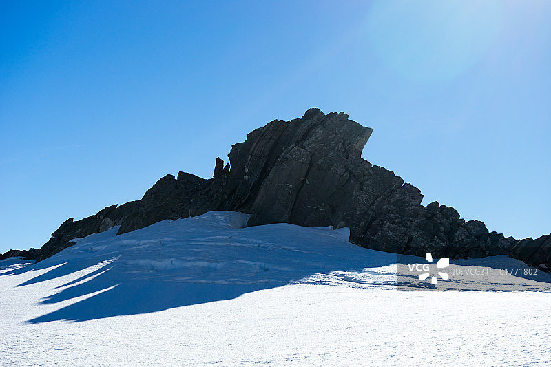 雪山，有雪和晴朗蓝天的自然山景图片素材