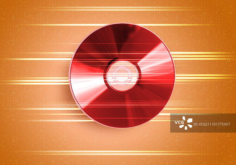 CD光盘：红色数码背景上的CD光盘图片素材