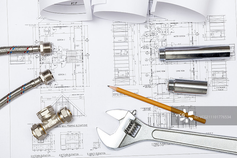 纸上的各种管道和工具图片素材