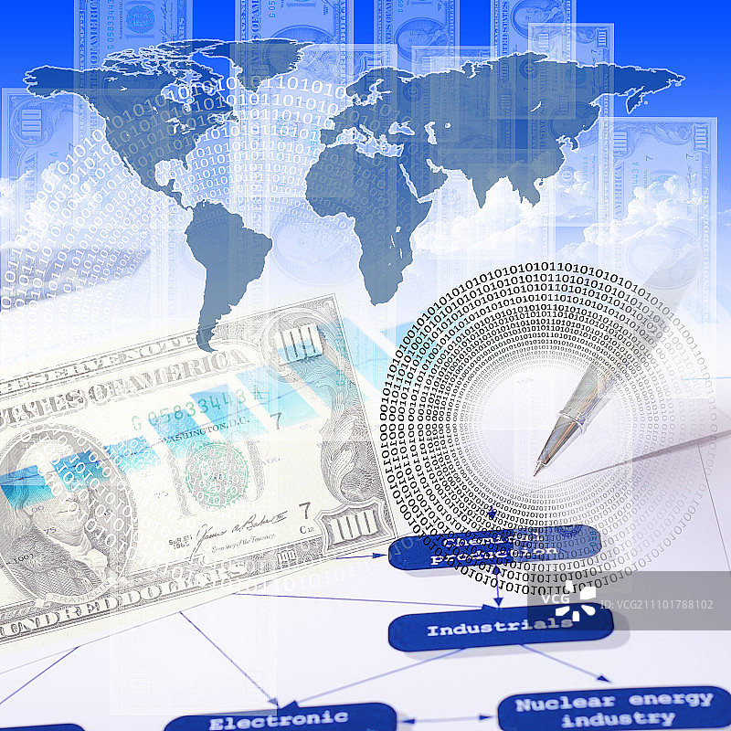 包含财务和业务图表的业务拼贴图片素材