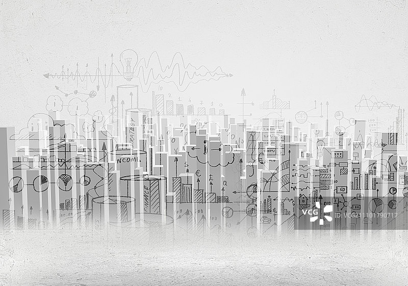 施工概念：带有建筑规划和策略的背景草图图片素材